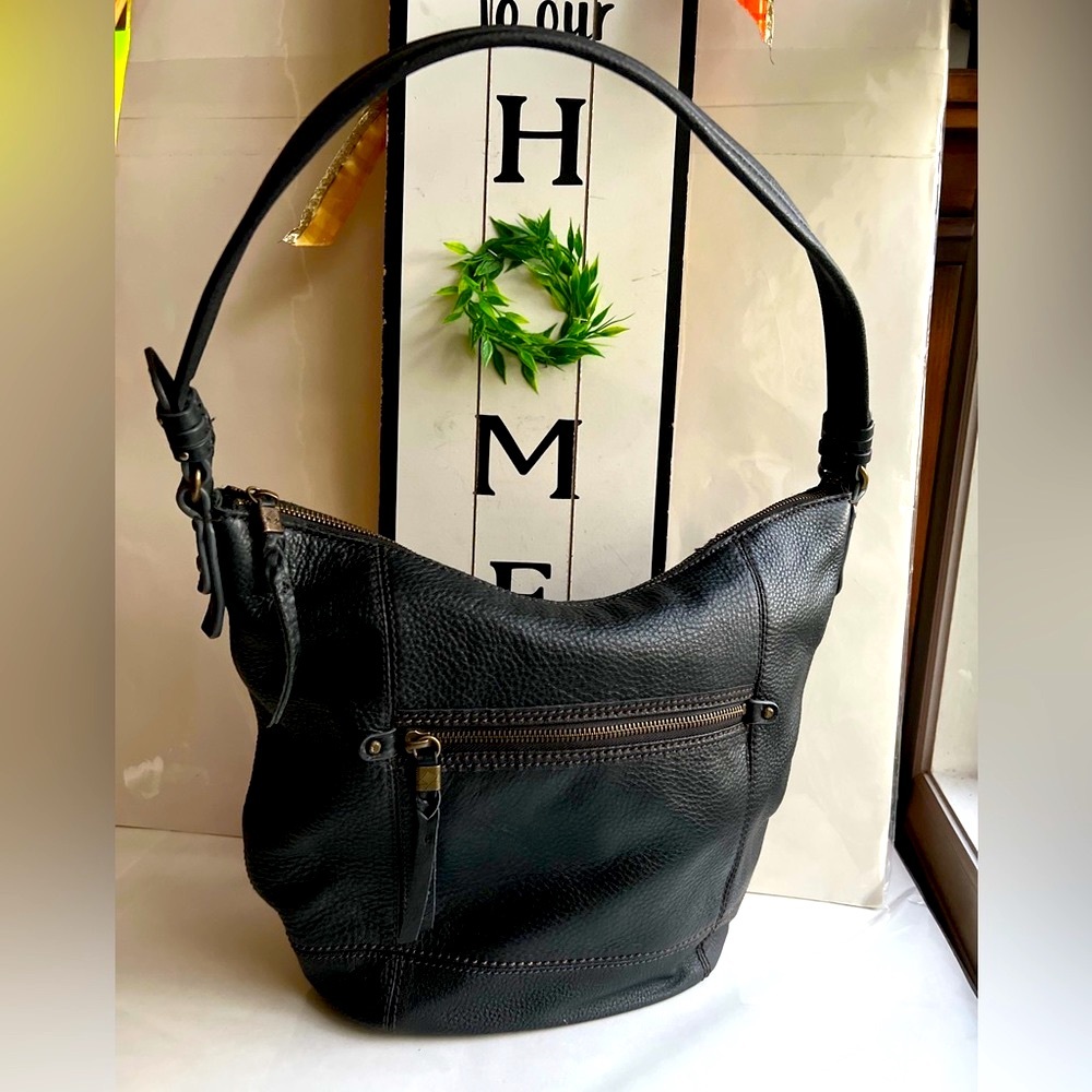 The Sak Hobo black pebbled leather shoulder bag